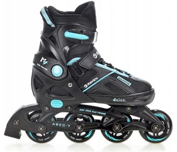 Raven Roller En Ligne Taille Ajustable 37-40 Adulte Enfant - Noir/Menthe