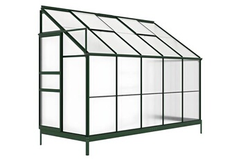 Serre Vente-Unique Serre de Jardin adossée en polycarbonate de 3,7 m² avec embase - Vert - CALICE II