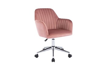 fauteuil de bureau vente-unique.com chaise de bureau - velours - rose - hauteur réglable - eleana