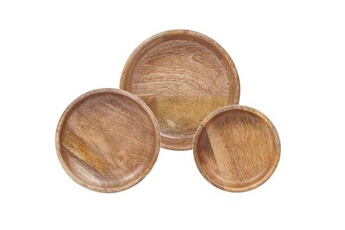 tasse et mugs vente-unique.com lot de 3 bols en bois de manguier- d. 17, 15 et 12 cm - naturel - valisa