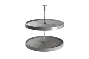 caisson et casier de bureau emuca jeu de plateaux circulaires shelvo pour meuble de cuisine, pour module de 800 mm, plastique et aluminium, gris