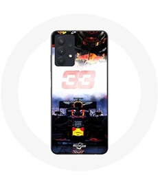 Coque Samsung Galaxy A32 4G Formule 1 Max Verstappen Pilote de F1 noir rouge et jaune