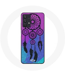 Coque Samsung Galaxy A32 4G Attrape Rêve Noir Fond Bleu et Violet