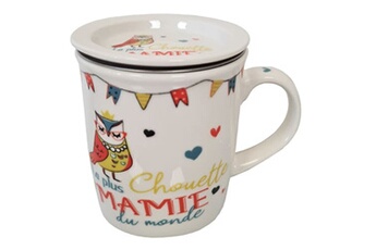 tasse et mugs faye mug en porcelaine avec infuseur en métal - mamie - hauteur 9.5 cm - diamètre 8.5 cm - 325 ml