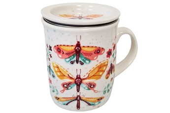 tasse et mugs faye mug en porcelaine avec infuseur en métal - linette - hauteur 9.5 cm - diamètre 8.5 cm - 325 ml