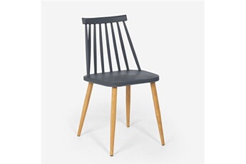 chaise generique chaise de cuisine et salon en polypropylène style classique toutou gris foncé