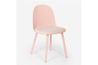chaise generique chaise de cuisine salon et restaurant avec coussin rembourré en velours florya rose