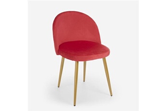 chaise generique chaise de cuisine salle à manger salon moderne velours pieds dorés bert rouge