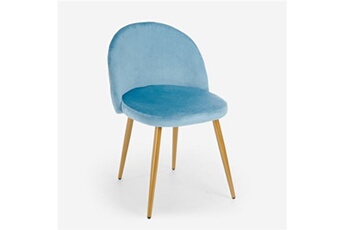 chaise generique chaise de cuisine salle à manger salon moderne velours pieds dorés bert bleu