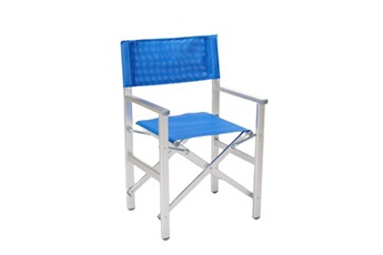 2 chaises de plage pliantes portables en textilène aluminium regista gold bleu