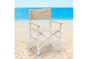 4 chaises de plage pliables portables textilène aluminium regista gold beige