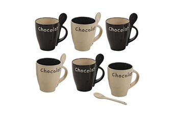 tasse et mugs aubry gaspard - mug à chocolat en grès (lot de 6)
