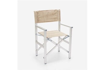 chaise de plage pliante portable en aluminium textilène regista gold beige