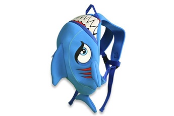 accessoires cartable et sac à dos crazy safety sac à dos requin bleu pour la maternelle ou l'école pour enfants de 2 à 6 ans. design en néoprène, porte-nom et bretelles réglables.