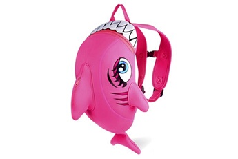 accessoires cartable et sac à dos crazy safety sac à dos requin rose pour la maternelle ou l'école pour enfants de 2 à 6 ans. design en néoprène, porte-nom et bretelles réglables.