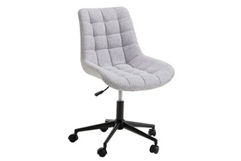 fauteuil de bureau idimex chaise de bureau talia, fauteuil pivotant sans accoudoirs, siège à roulettes réglables en hauteur, revêtement en tissu gris