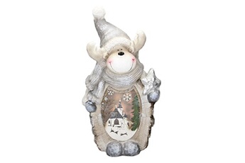 figurine de collection ecd germany figurine de renne avec eclairage led 51cm, blanc chaud, chapeau et echarpe