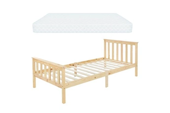 lit d'appoint non renseigné ml-design lit d'enfant simple 90x200 cm naturel avec matelas à mousse froide polyester,