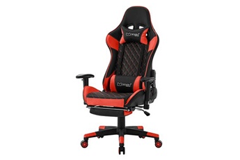 chaise gaming non renseigné ml-design chaise de gaming avec repose-pieds, rouge, similicuir, chaise de bureau