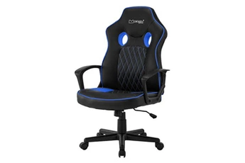 chaise gaming non renseigné ml-design chaise de gaming avec fonction bascule, noir-bleu, similicuir, chaise de bureau