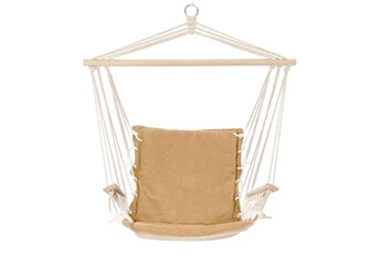 hamac extérieur ecd germany chaise suspendue fauteuil avec 2 accoudoirs/barre transversale en bois coussin