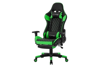 chaise gaming non renseigné ml-design chaise de gaming avec repose-pieds, vert, similicuir, chaise de bureau
