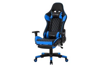 chaise gaming non renseigné ml-design chaise de gaming avec repose-pieds, bleu, similicuir, chaise de bureau