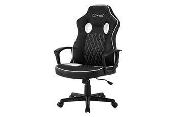 chaise gaming non renseigné ml-design chaise de gaming avec fonction bascule, noir-blanc, similicuir, chaise de bureau