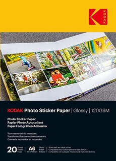 Kodak Feuilles photo autocollantes 20 feuilles finition brillante 120 gm² 10 x 15 cm A6 - vue 2