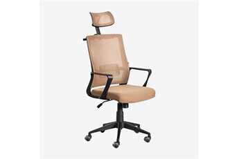 chaise sklum chaise de bureau avec roulettes et appui-tête teill black camel brun clair