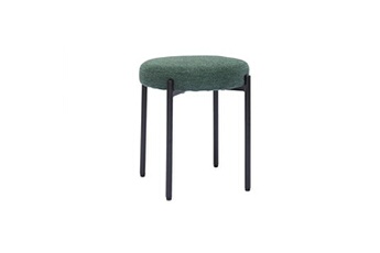 chaise miliboo tabouret bas empilable en tissu effet velours texturé vert foncé et métal noir h41 cm kiko