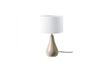 Miliboo Lampe à poser taupe en céramique brillante et abat-jour en tissu plissé blanc H49 cm TROIA photo 1