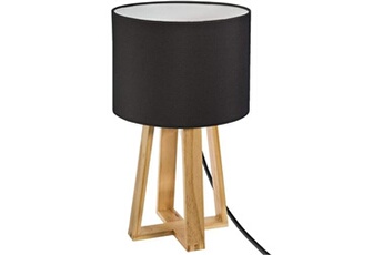 lampe à poser atmosphera créateur d'intérieur - lampe à poser en bois "scandinave" 34cm noir