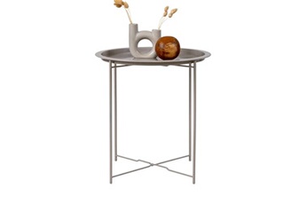 table d'appoint maison et styles table d'appoint 47x47x50 cm en métal beige et gris