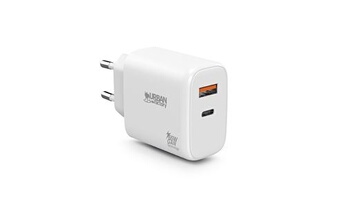 Urban Factory Chargeur secteur avec 1 port USB-C 45 W + 1 port USB-A 18 W Charge rapide - vue 1