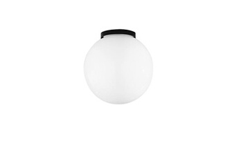 lanterne intec lampe d'extérieur polly avec base en plastique noir et sphère blanche de 25 cm.