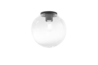 lanterne intec lampe d'extérieur polly avec base en plastique noir et sphère transparente de 30 cm.