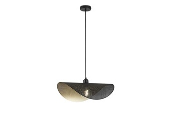 lampadaire luce ambiente design suspension rhei-dot en métal perforé noir avec voile simple 50 cm.
