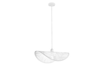 lampadaire luce ambiente design suspension rhei-leaf en métal perforé blanc avec voile simple 50 cm.