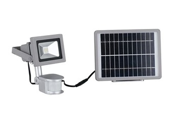 elios projecteur led extérieur avec capteur et panneau solaire argent, ip44 620lm 5000k 11.5x16cm