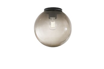 lanterne intec lampe d'extérieur polly avec socle en plastique noir et sphère fumée de 30 cm.
