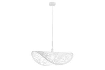 lampadaire luce ambiente design suspension rhei-leaf en métal perforé blanc avec voile simple 60 cm.