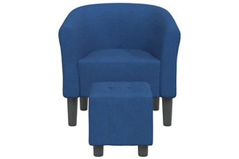 fauteuil de salon vidaxl fauteuil cabriolet avec repose-pied bleu tissu