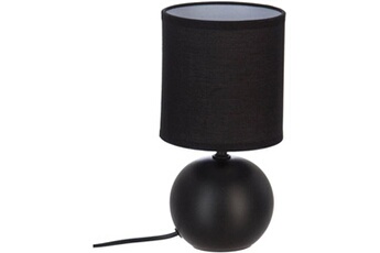 lampe de chevet atmosphera lampe boule en céramique à poser timeo - noir mat - h 25 x d 13 cm