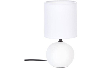 lampe de chevet atmosphera lampe boule en céramique à poser timeo - blanc mat - h 25 x d 13 cm