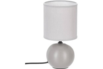 lampe de chevet atmosphera lampe boule en céramique à poser timeo - gris mat - h 25 x d 13 cm
