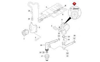 Piston Et Arrivee D'eau Wcm Diametre 26 Pour Nettoyeur Haute-pression - 90019810