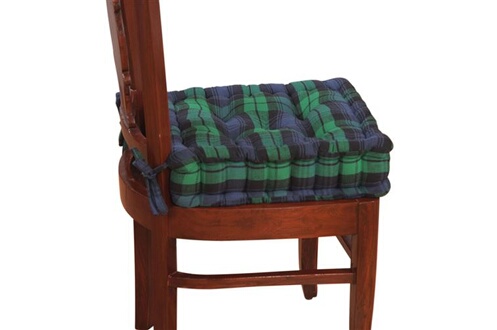 Coussin Homescapes Galette de chaise coussin rehausseur en coton à carreaux  écossais Bleu, 40 x 40 x 10 cm