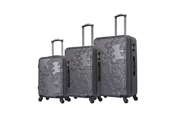set de 3 valises lulu castagnette ensemble de 3 valises à roulettes gris ll-t521 grey