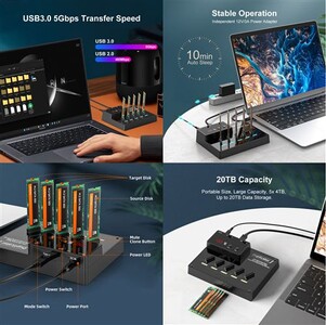 Docking Station USB 10 Gbps Pour SSD M.2 NVMe PCIe - Compatible 2230/2242/2260/2280/22110 - Lecture/Écriture Ultra-Rapide